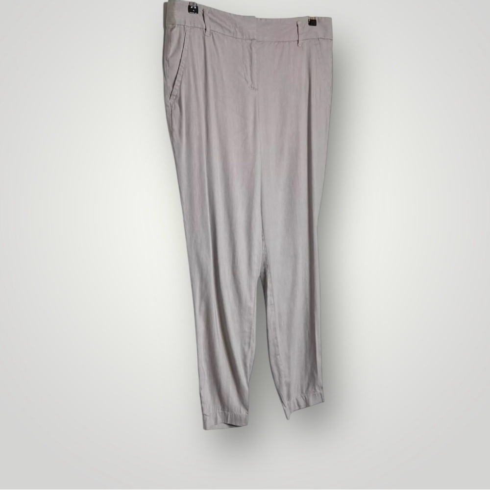 Ann Taylor Ankle Trouser Pants Size 8 Linen Blend Hook & Bar Zipper Closure Gray - Picture 3 of 9